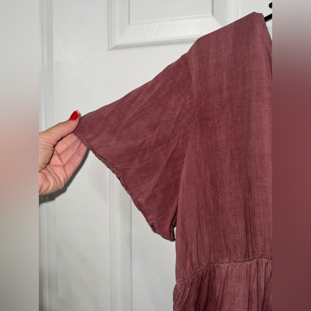Maroon Knee Length Dress w/ Ruffle by Urban Rose - Picture 3 of 7